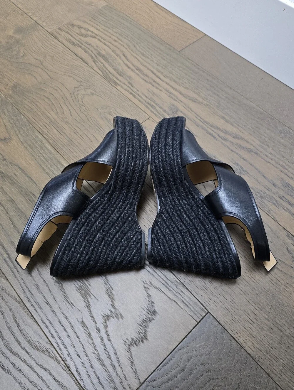 MICHAEL Michael Kors Angeline Jute & Leather Platform Wedge Sandal in Black